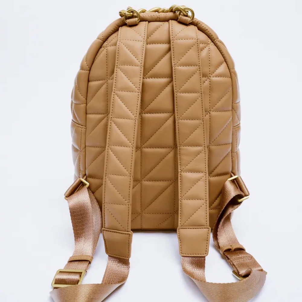 Zara Beige Quilted Backpack - Picture 4 of 7